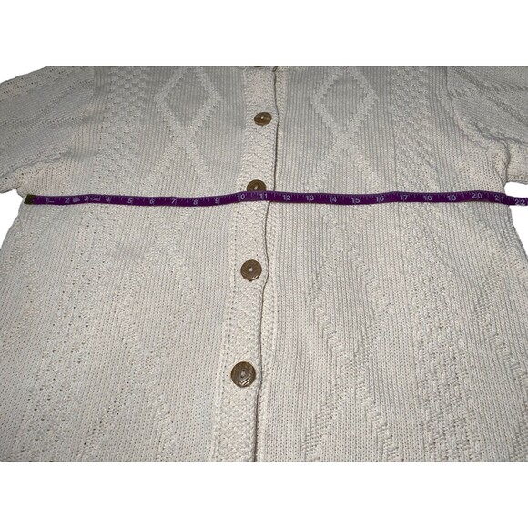 Binghamton Knitting Co. Women's Medium Cream Cardigan Sweater Chunky Knit Button - Picture 7 of 9